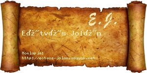 Eötvös Jolán névjegykártya